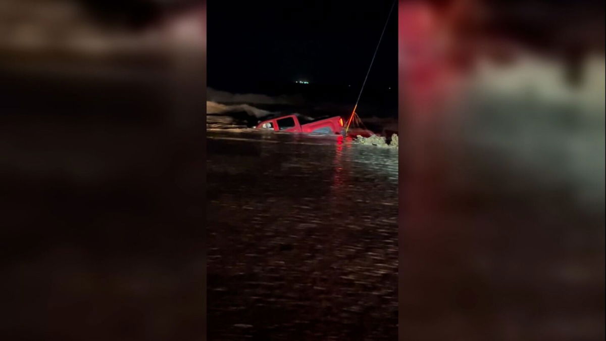 <i>Hagerman Police Department via CNN Newsource</i><br />A truck is seen submerged in flood waters in Hagerman