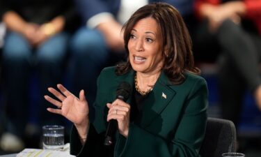 Democratic presidential nominee Vice President Kamala Harris speaks during a town hall at the Royal Oak Theatre in Royal Oak