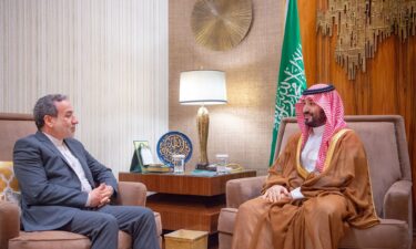 Saudi Crown Prince Mohammed bin Salman (right) meets Iranian Foreign Minister Abbas Araghchi in Riyadh