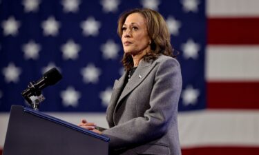 Democratic presidential nominee and US Vice President Kamala Harris speaks during a campaign event in Atlanta