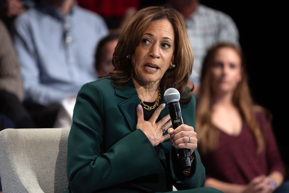 <i>Scott Olson/Getty Images via CNN Newsource</i><br/>Vice President Kamala Harris revealed Tuesday that she supports raising the federal minimum wage to at least $15 an hour.