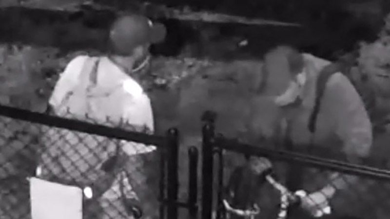 <i>Philadelphia Police Department via CNN Newsource</i><br/>This photo released by the Philadelphia Police Department shows two suspects in the attempted burglary of a historic synagogue in Philadelphia.