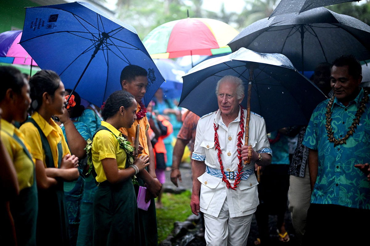 <i>Victoria Jones/Reuters via CNN Newsource</i><br/>King Charles III visits O Le Pupu-Pue National Park in Samoa on October 24