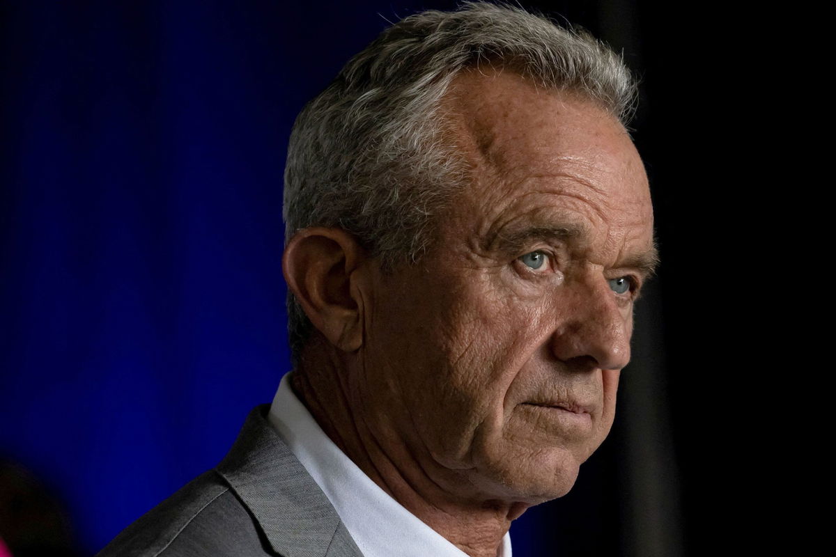 <i>Kevin Mohatt/Reuters via CNN Newsource</i><br/>Robert F. Kennedy Jr. takes questions from reporters during a campaign event in Aurora