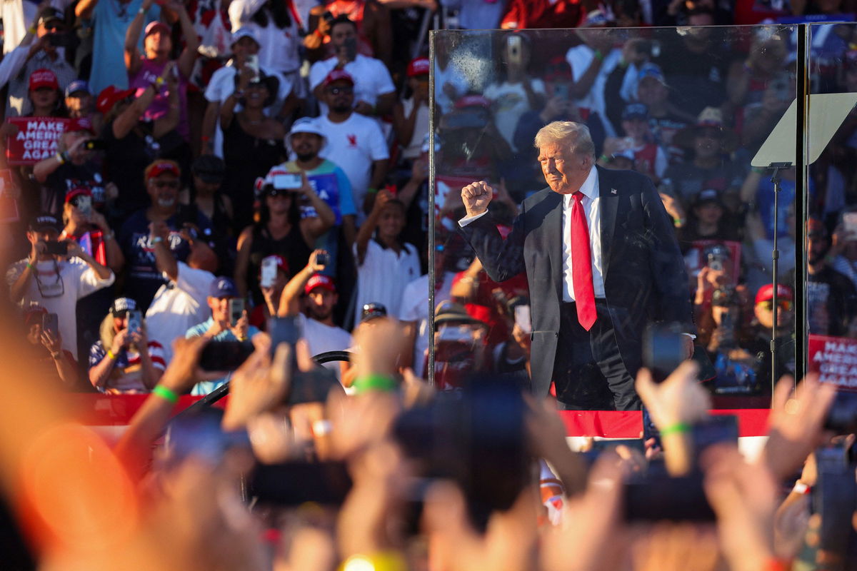 <i>Mike Blake/Reuters/File via CNN Newsource</i><br/>Former President Donald Trump attends a rally in Coachella