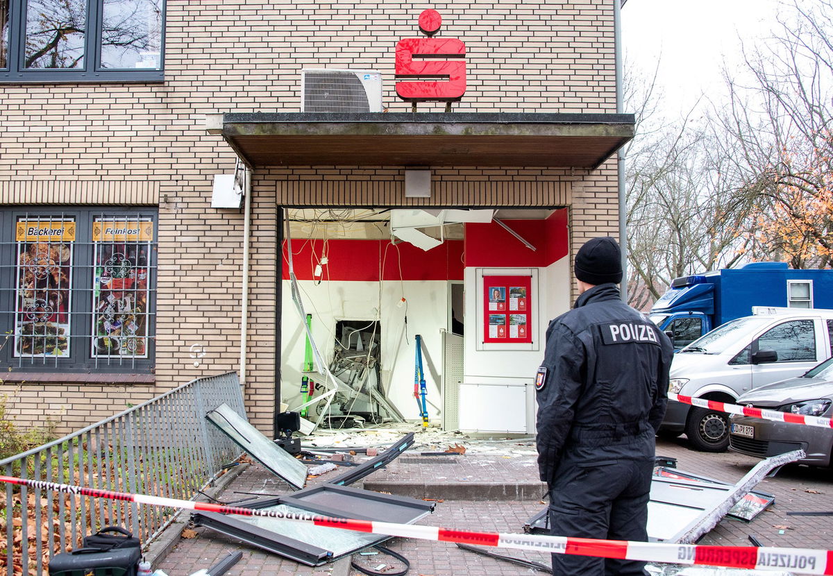 <i>Daniel Bockwoldt/picture alliance/Getty Images/File via CNN Newsource</i><br />A bank branch with a blown-up ATM in Neuschönningstedt