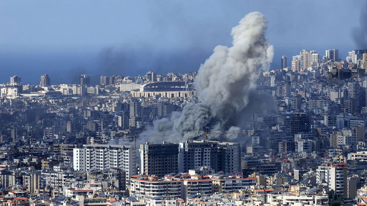 Smoke rises from the site of an Israeli airstrike that targeted Beirut's southern suburbs on Thursday, November 21.
