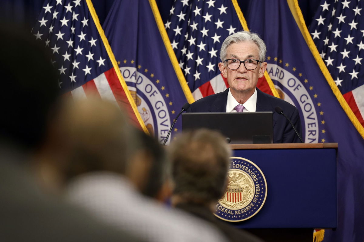 <i>Anna Moneymaker/Getty Images via CNN Newsource</i><br/>Federal Reserve Chair Jerome Powell speaks at the William McChesney Martin Jr. Federal Reserve Board Building on September 18 in Washington