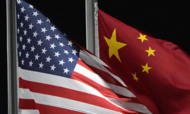 The American and Chinese flags wave at Genting Snow Park