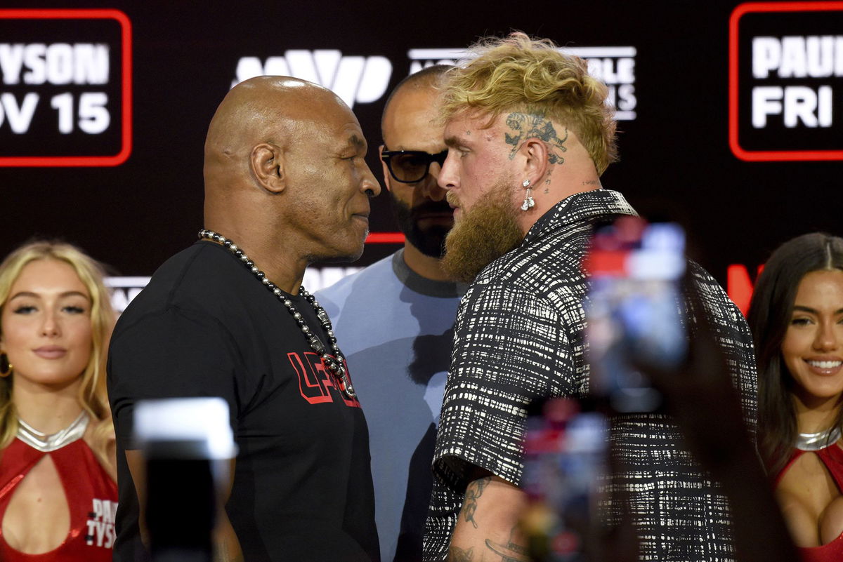 <i>Efren Landaos/Sipa USA/AP via CNN Newsource</i><br/>Mike Tyson and Jake Paul will face off in a professional boxing bout on November 15.