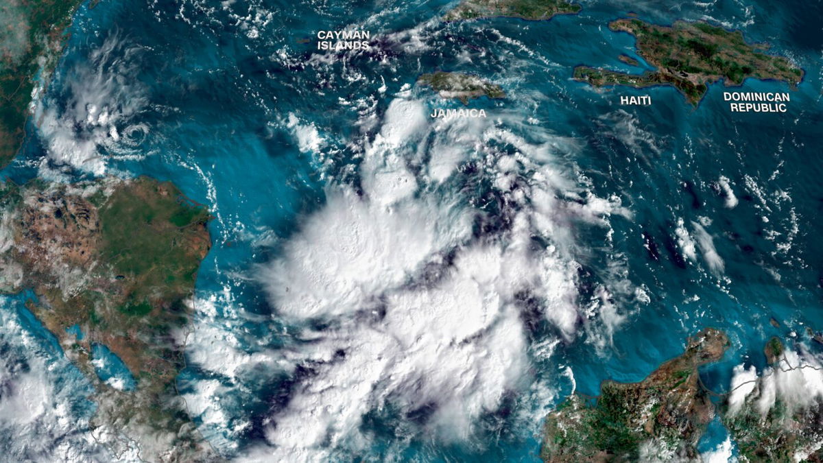 <i>CNN Weather via CNN Newsource</i><br />An area of stormy weather eventually expected to become Tropical Storm Sara churns in the Caribbean Wednesday morning.