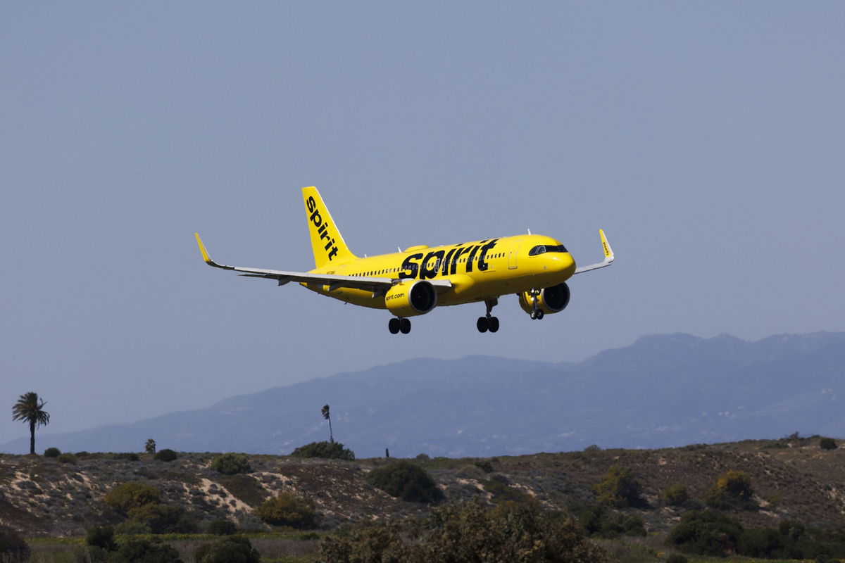 <i>Ric Tapia/AP/File via CNN Newsource</i><br/>Spirit Airlines plane lands on the south runway at the Los Angeles International Airport.