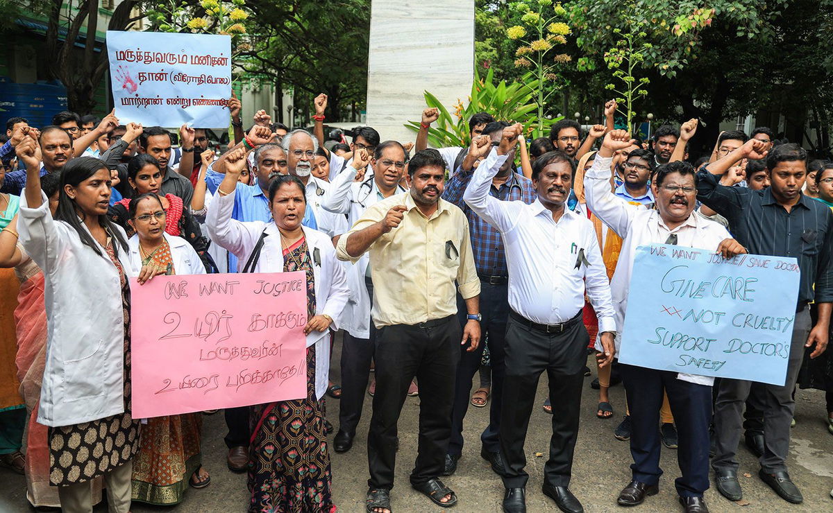 <i>Samir Jana/Hindustan Times/Sipa USA via CNN Newsource</i><br/>Protests by medical staff in Kolkata earlier this year lasted for weeks following the rape and murder of a trainee doctor.