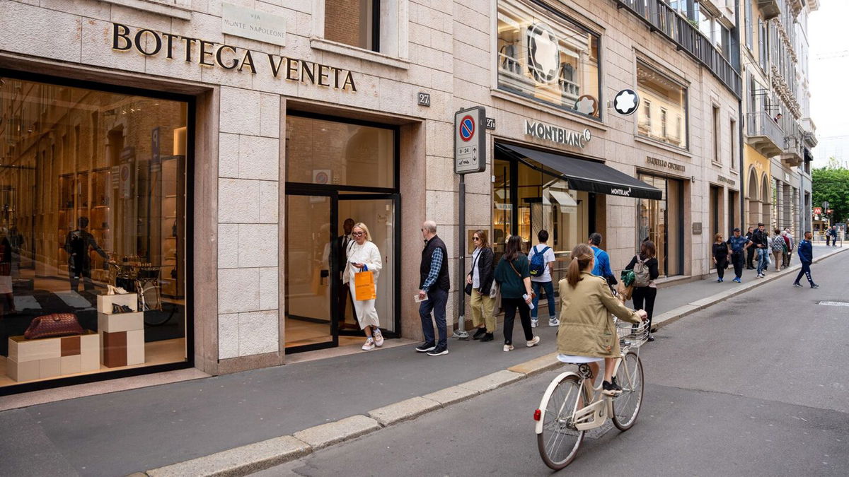 <i>Francesca Volpi/Bloomberg/Getty Images via CNN Newsource</i><br/>The Bottega Veneta boutique on Via Monte Napoleone in Milan