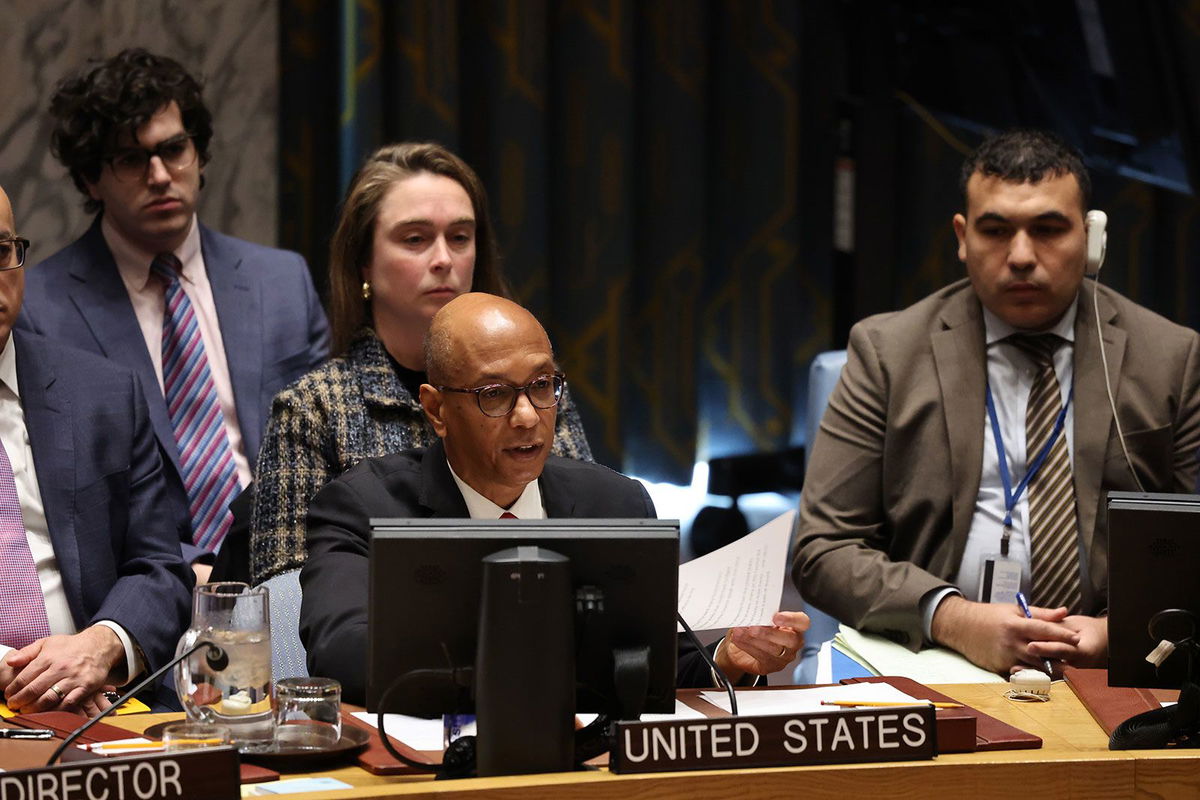 <i>Michael M. Santiago/Getty Images via CNN Newsource</i><br/>US Ambassador Robert Wood speaks during a United Nations Security Council meeting on November 20 in New York City.