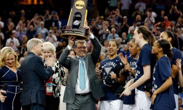 UConn head coach Geno Auriemma and associate head coach Chris Dailey honored before the game on November 20.