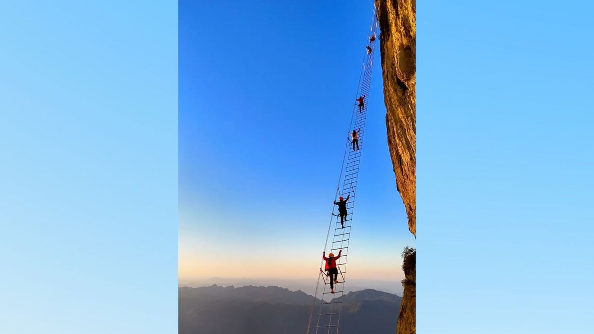 <i>Courtesy Qixing Adventure via CNN Newsource</i><br/>The “Sky Ladder” on the Mount Qixing in Zhangjiajie Nature Park