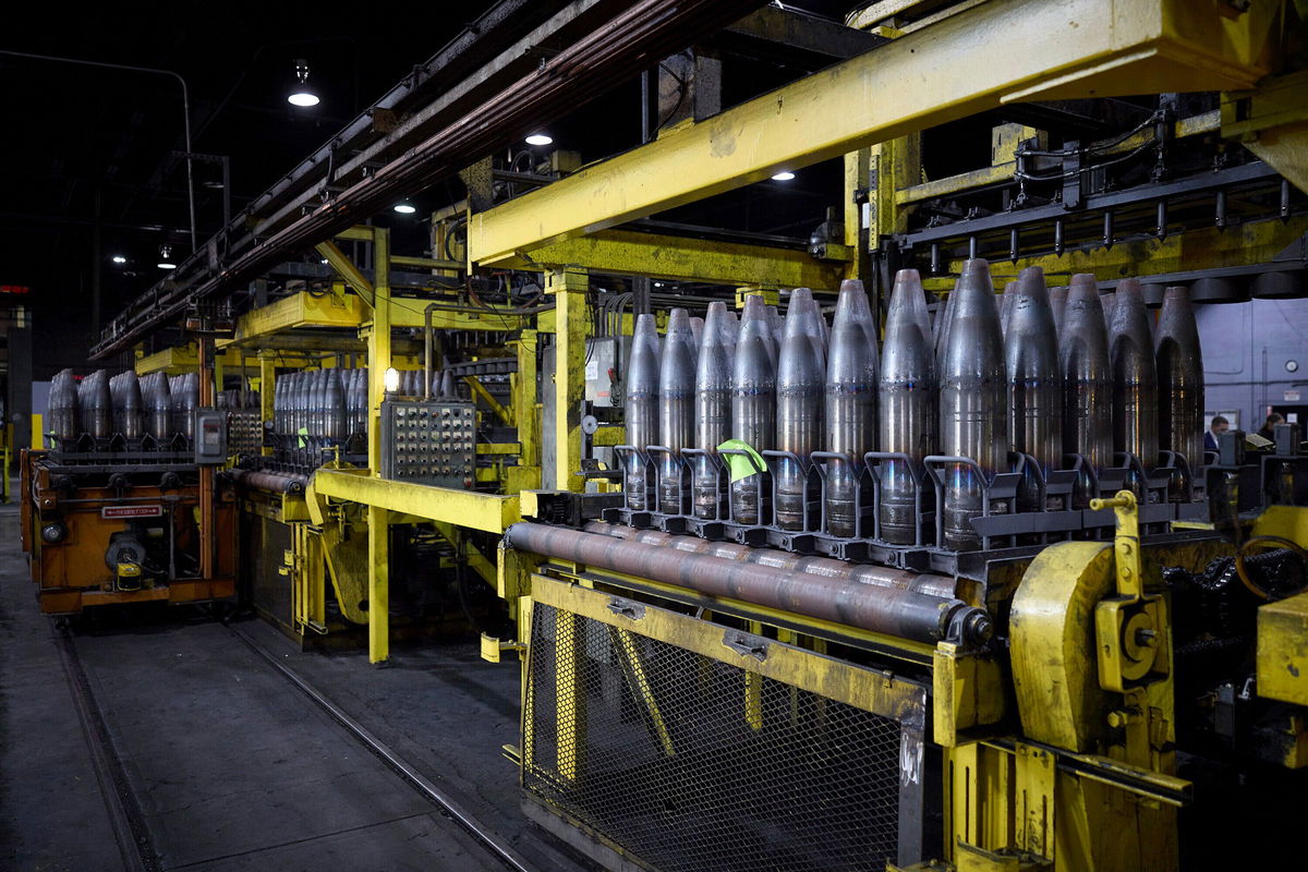 <i>Presidential Office of Ukraine/dpa/AP via CNN Newsource</i><br/>Ammunition is seen during a visit by President Volodymyr Zelensky to the Scranton Army Ammunition Plant in Scranton