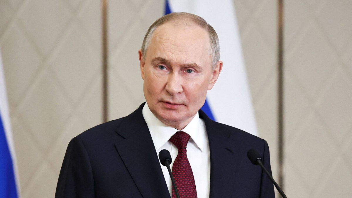 <i>Mikhail Tereshchenko/Sputnik/Reuters via CNN Newsource</i><br/>Russian President Vladimir Putin speaks at a press conference in Astana