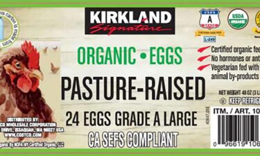 Recalled Kirkland Signature eggs include the numbers 327 and P1363 on the carton and a use by date of January 5