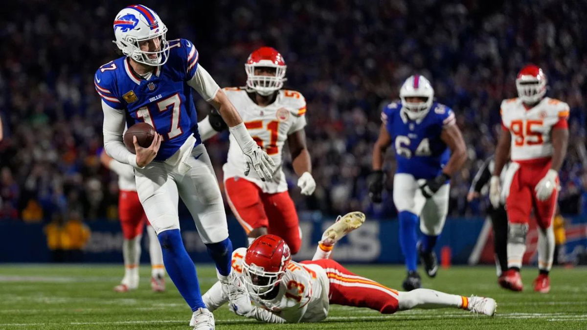 Quarterback Josh Allen led the Buffalo Bills to a 30-21 win over the Kansas City Chiefs to hand the two-time reigning Super Bowl champions their first loss of the season. Julia Demaree Nikhinson/AP