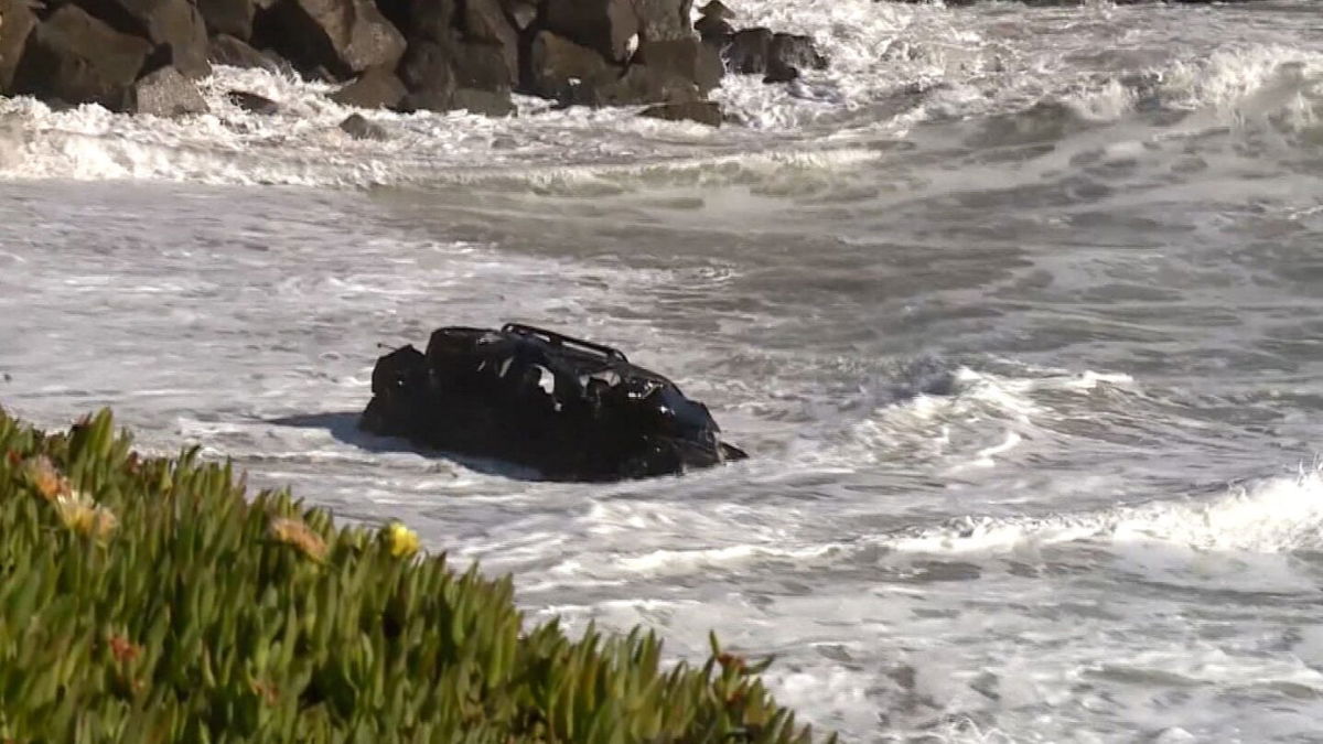 <i>KSBW via CNN Newsource</i><br/>Santa Cruz police say that a vehicle went over a cliff into the ocean on December 2.