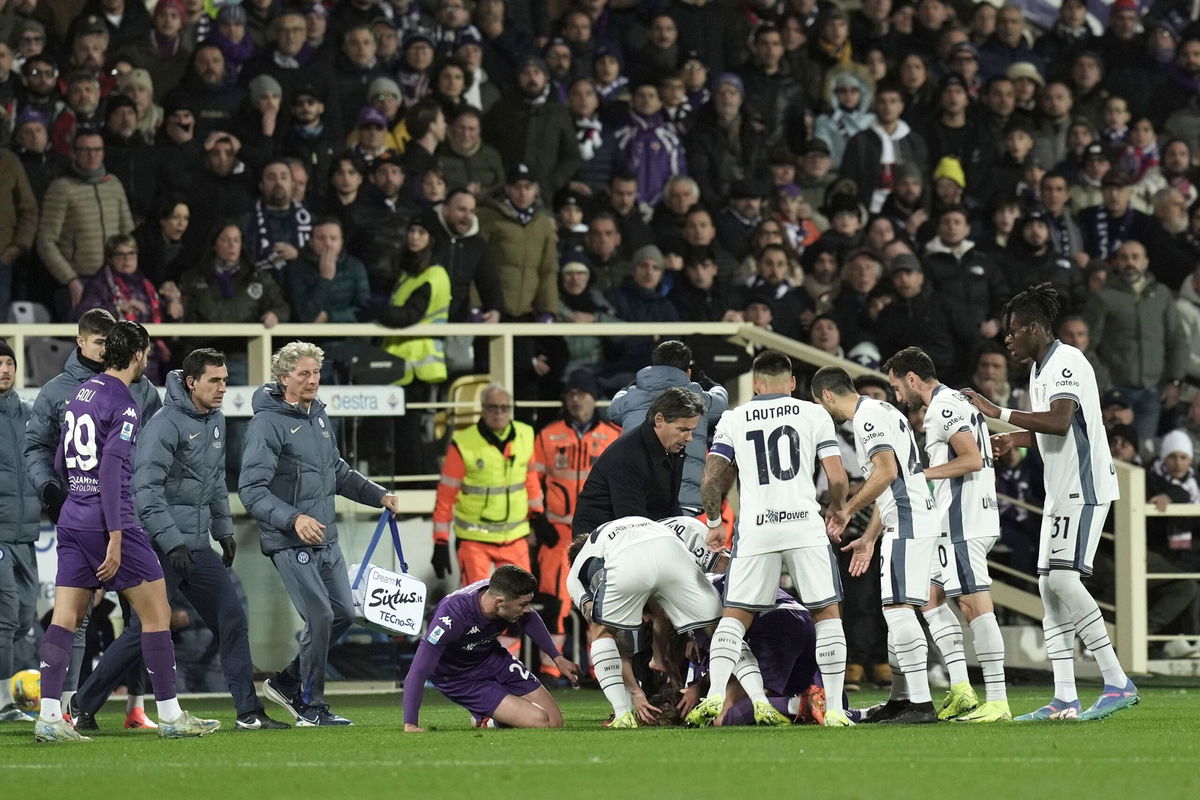 <i>Massimo Paolone/LaPresse/AP via CNN Newsource</i><br/>Serie A match between Fiorentina and Inter Milan was abandoned after Edoardo Bove collapsed on the field.