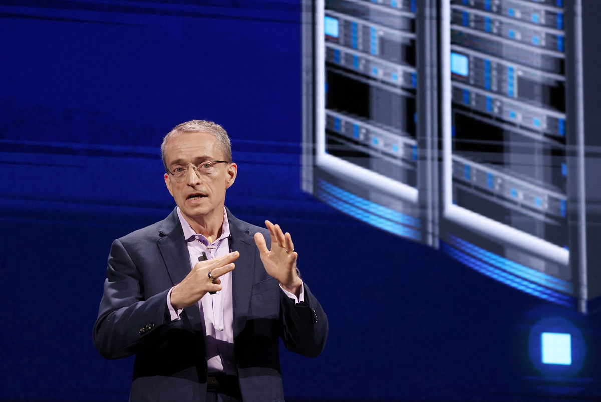 <i>I-Hwa Cheng/AFP/Getty Images via CNN Newsource</i><br/>Intel CEO Pat Gelsinger delivers a speech at Taipei Nangang Exhibition Center during Computex 2024