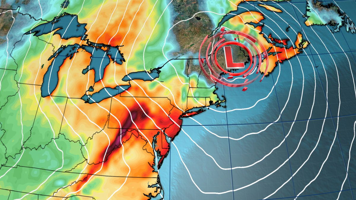 <i>CNN Weather via CNN Newsource</i><br/>Strong winds (pictured) and wintry weather will blow through the Midwest and Northeast this week. This snapshot shows how strong wind gusts could become Thursday afternoon.