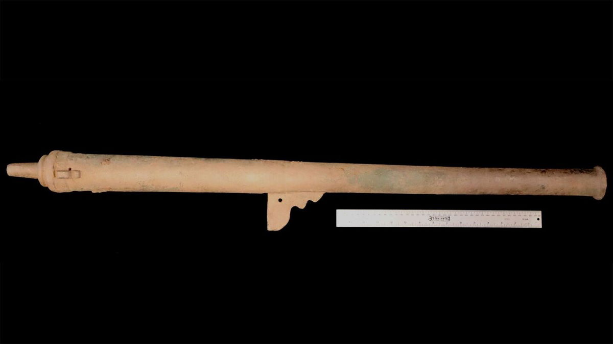 <i>Deni Seymour via CNN Newsource</i><br/>One of the bronze cannons found at the site in Arizona