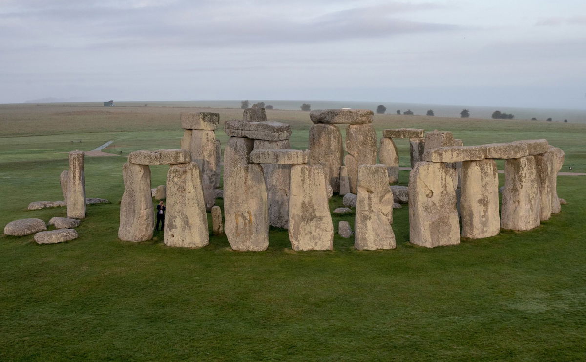 <i>Matt Cardy/Getty Images/File via CNN Newsource</i><br/>The ancient monument of Stonehenge is viewed from a hot air ballon on September 7