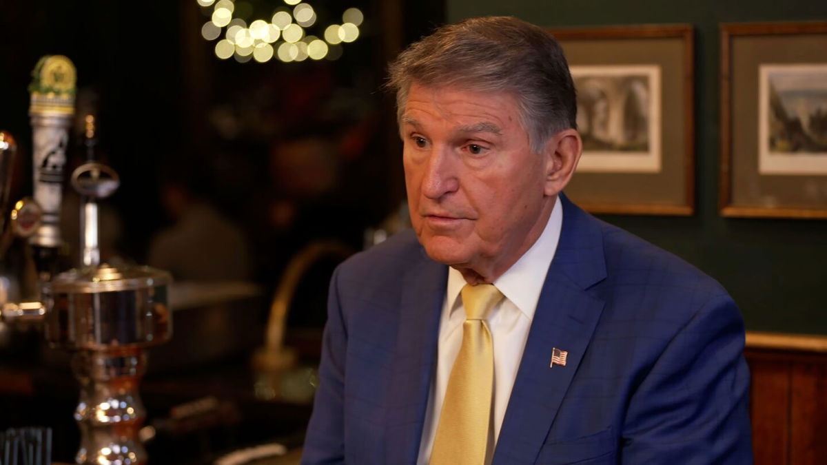 <i>CNN via CNN Newsource</i><br/>Sen. Joe Manchin is interviewed by Manu Raju at the Dubliner in Washington