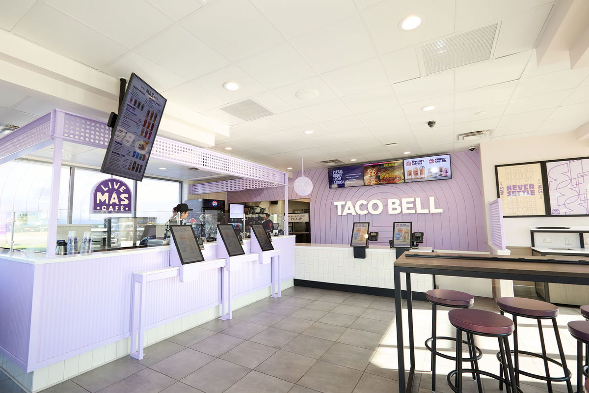 <i>From Taco Bell via CNN Newsource</i><br/>The interior of the new Taco Bell Live Más Café in San Diego