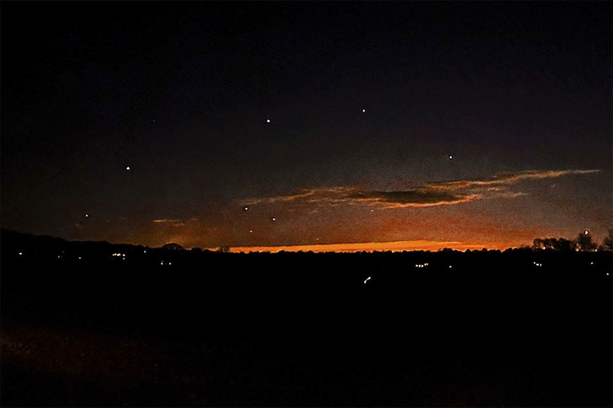 <i>Trisha Bushey/AP via CNN Newsource</i><br/>The evening sky and points of light are seen near Lebanon Township