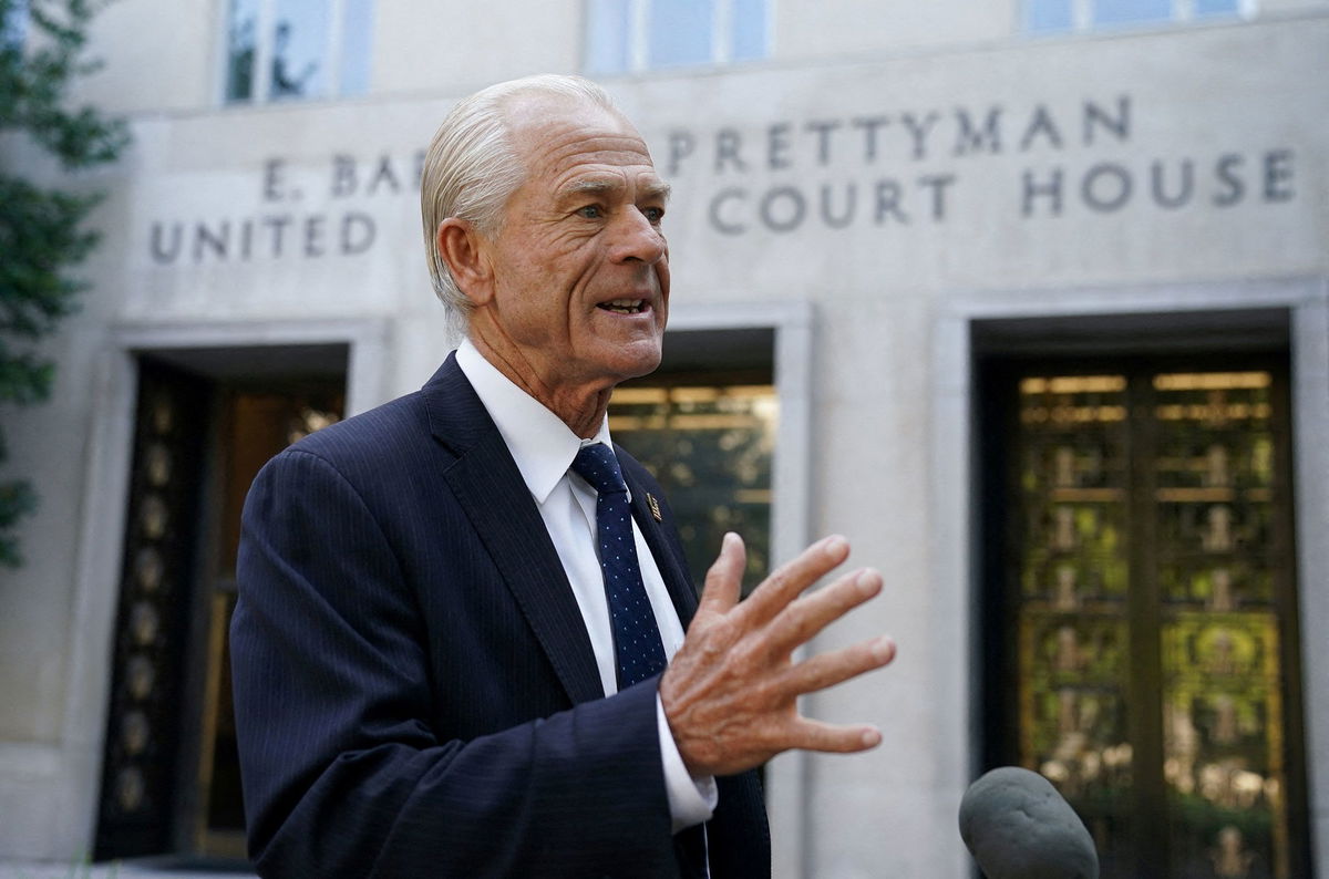 <i>Kevin Lamarque/Reuters/File via CNN Newsource</i><br/>Peter Navarro arrives for opening arguments in his trial on contempt of Congress charges at US District Court in Washington