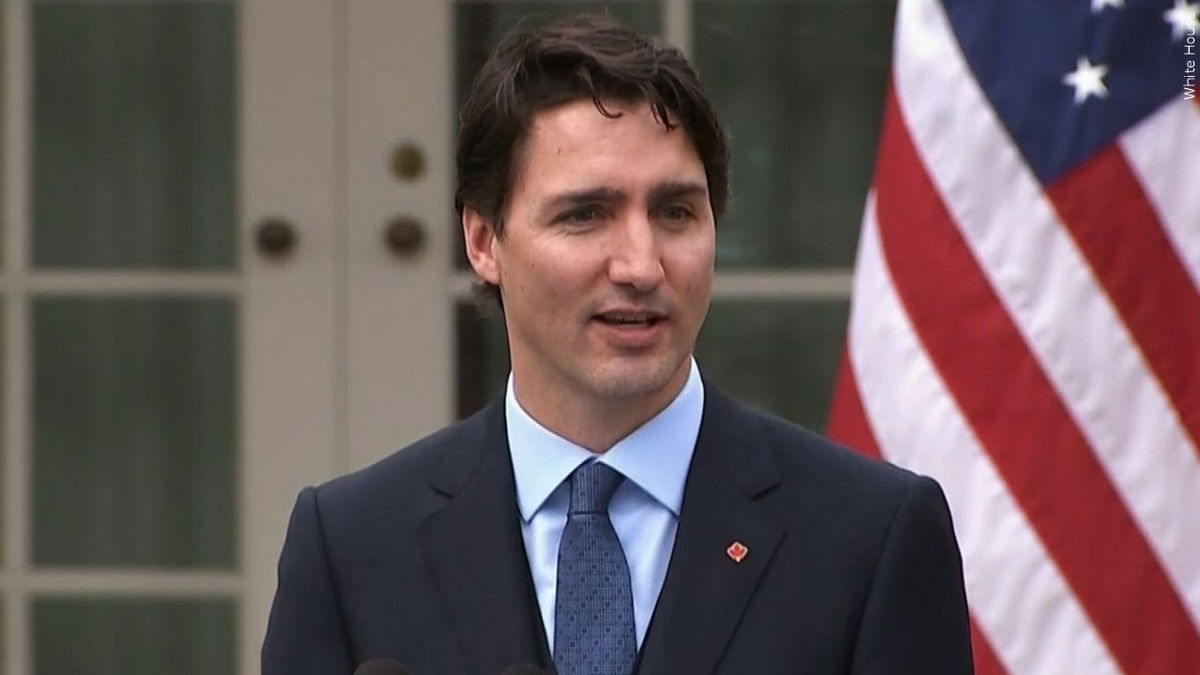 Canadian Prime Minister Justin Trudeau at a press conference at the White House