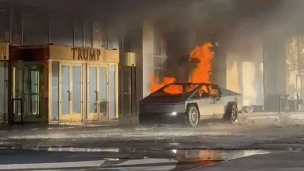 A Tesla Cybertruck exploded in front of the Trump International Hotel in Las Vegas on New Year's Day.
