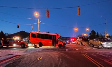 School bus crash scene