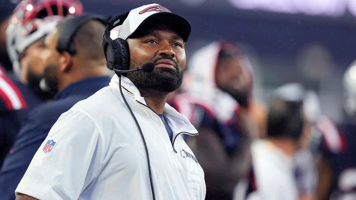 <i>Michael Dwyer/AP via CNN Newsource</i><br />New England Patriots head coach Jerod Mayo watches a replay during the first half of the preseason game against the Carolina Panthers.