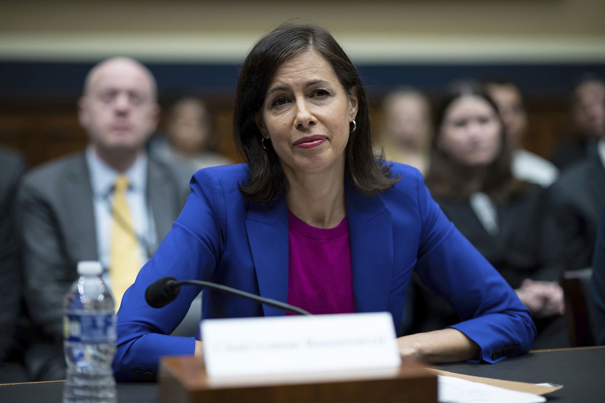 <i>Graeme Sloan/Sipa USA/AP via CNN Newsource</i><br/>Federal Communication Commission Chair Jessica Rosenworcel is pictured on June 21