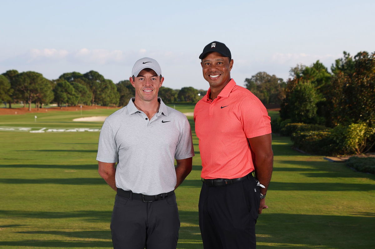 <i>Mike Ehrmann/Getty Images via CNN Newsource</i><br/>Rory McIlroy and Tiger Woods are two of the main creators of TGL.