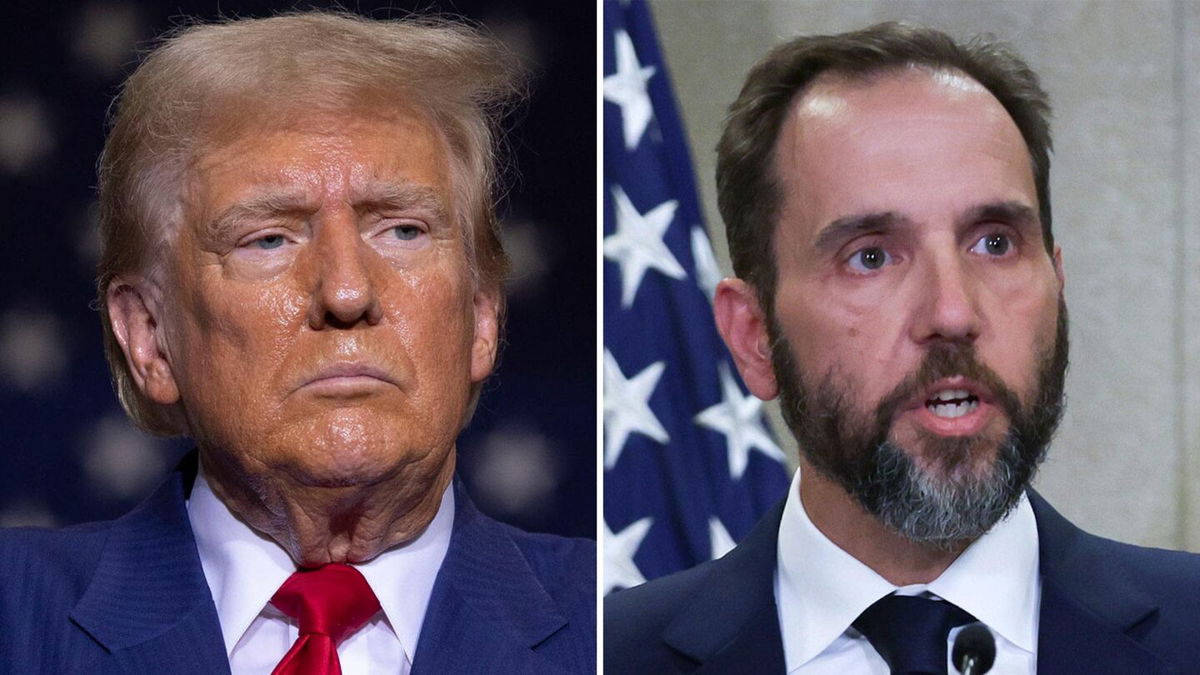 <i>Getty Images via CNN Newsource</i><br/>President-elect Donald Trump and special counsel Jack Smith are pictured in a split image. The Justice Department told a federal appeals court on January 8 that it should be able to release the January 6-related volume of its final report of special counsel Jack Smith days before Donald Trump takes office.