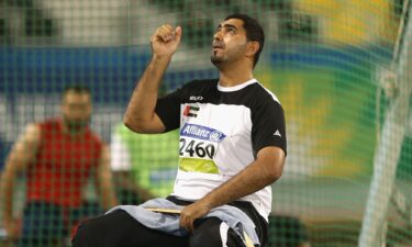 Abdullah Hayayei competes at the 2015 World Paralympic Athletics Championships in Doha