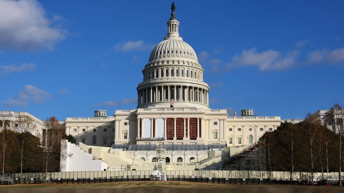 <i>Fabrizio Bensch/Reuters via CNN Newsource</i><br/>A general view shows preparations underway for the upcoming presidential inauguration for U.S. President-elect Donald Trump