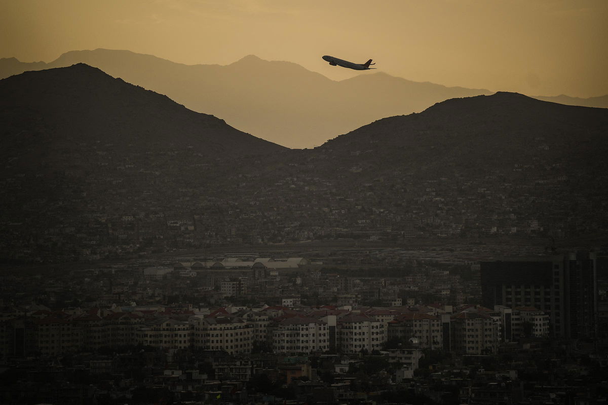 <i>Daniel Leal/AFP/Getty Images/File via CNN Newsource</i><br/>A plane takes off from Hamid Karzai International Airport in Kabul