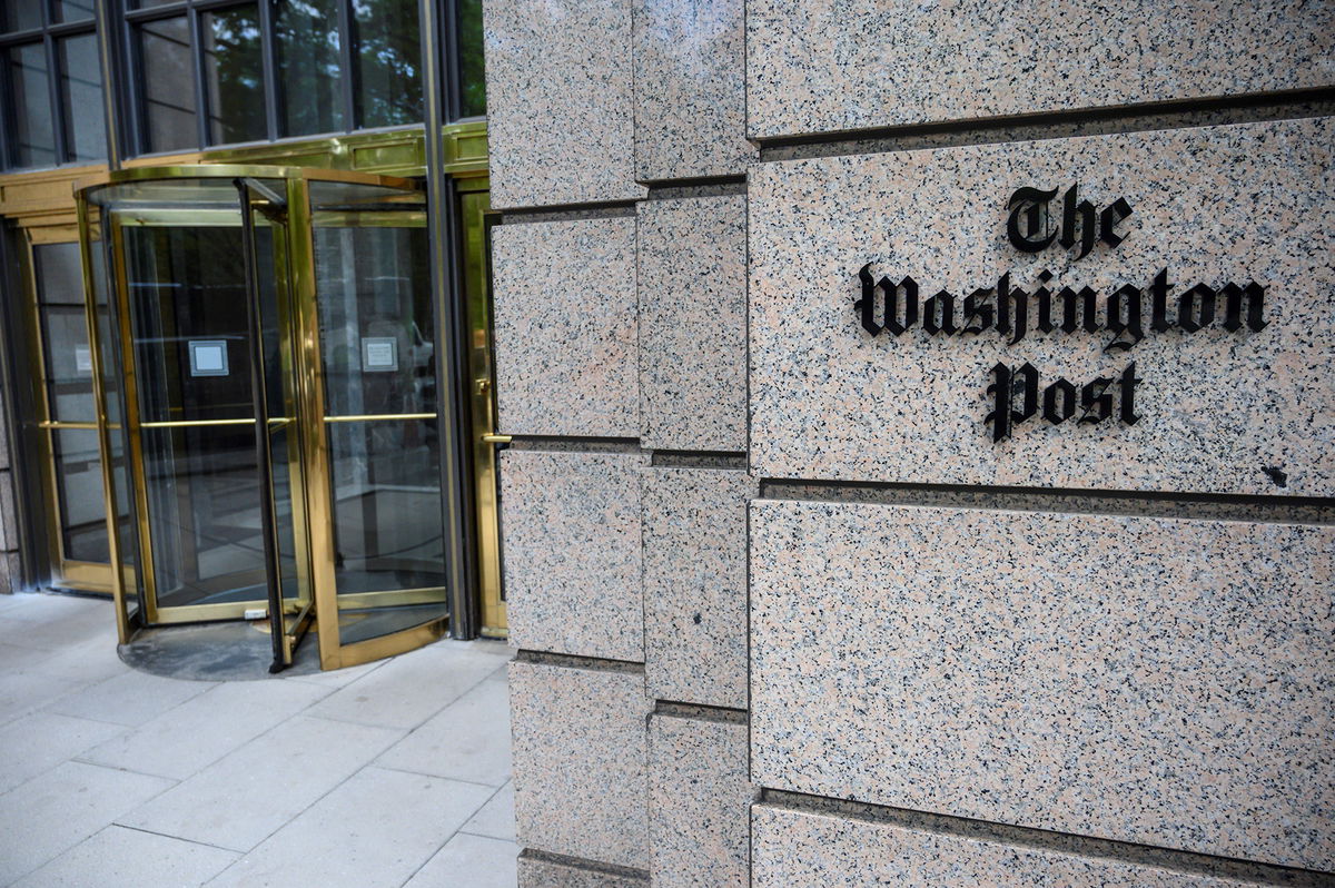 <i>Andrew Harnik/Getty Images via CNN Newsource</i><br/>The Washington Post Building is pictured at One Franklin Square Building on June 5