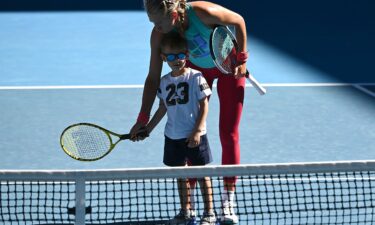 Belarus' Victoria Azarenka celebrates winning her women's singles quarter-final match against Latvia's Jelena Ostapenko at the Brisbane International tennis tournament in Brisbane on January 5