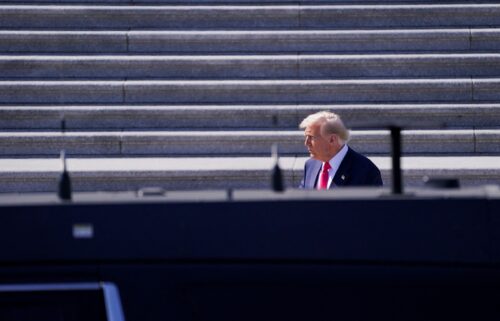 President Donald Trump leaves the US Capitol in Washington