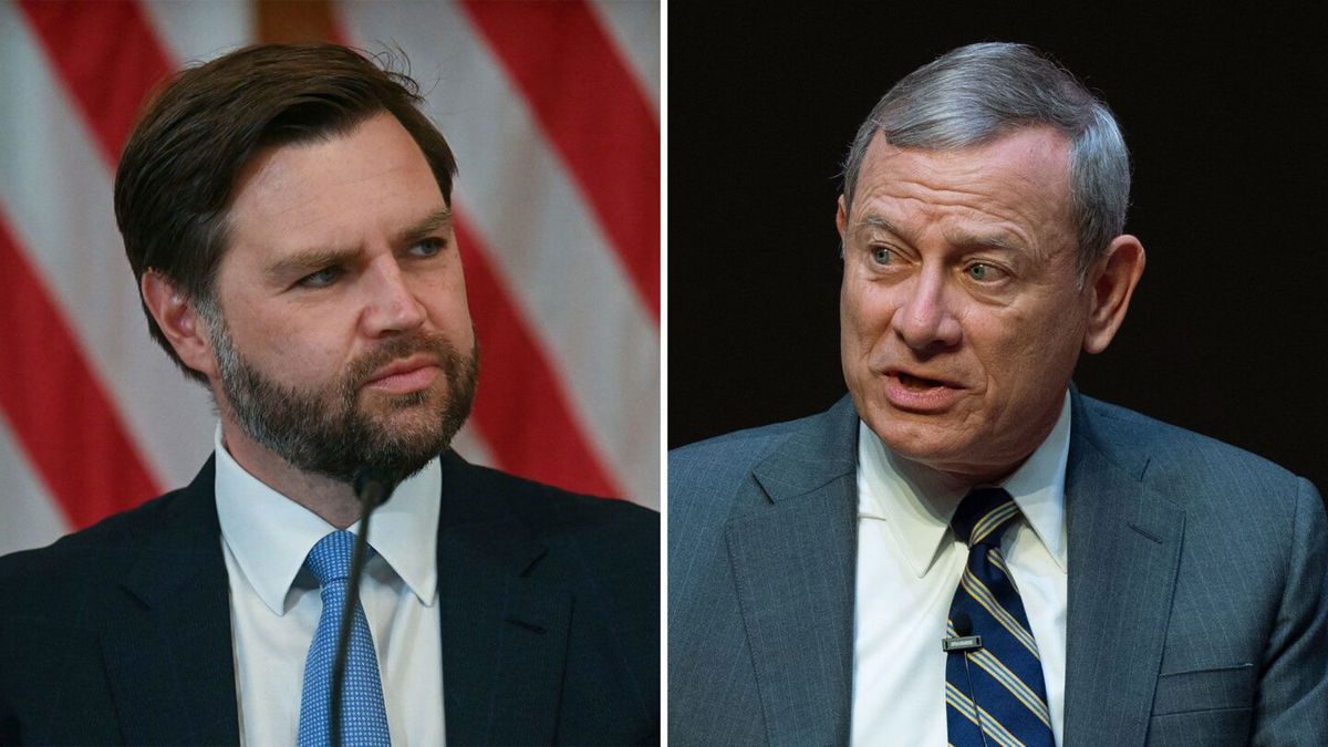 <i>Getty Images/AP via CNN Newsource</i><br/>Vice President JD Vance and Supreme Court Chief Justice John Roberts.