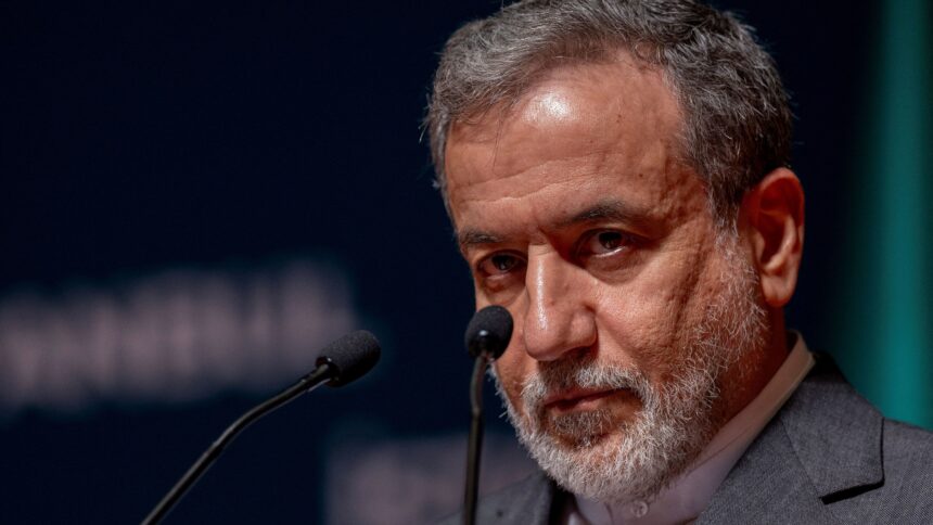 Iranian Foreign Minister Abbas Araqhchi looks on during a press conference in Istanbul